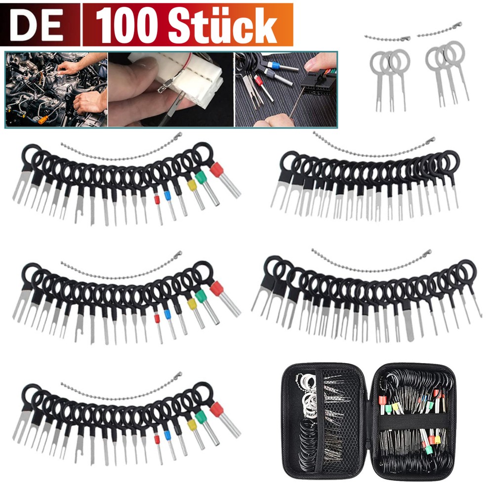 100X Auspinwerkzeug Entriegelungswerkzeug LöSewerkzeug Set Auto Kfz Stecker Pin-image