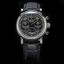 Seagull Sugess ST1908 40mm Black Moon Phase Date Chronograph Sapphire Fashion