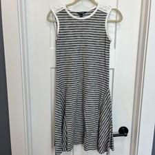 Lauren Ralph Lauren A Line Dress Striped Sz Petite Small PS Black White Stripe