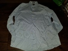 Calvin Klein Men's Dress Shirt Size Large White Striped White Blue 16 - 34/35