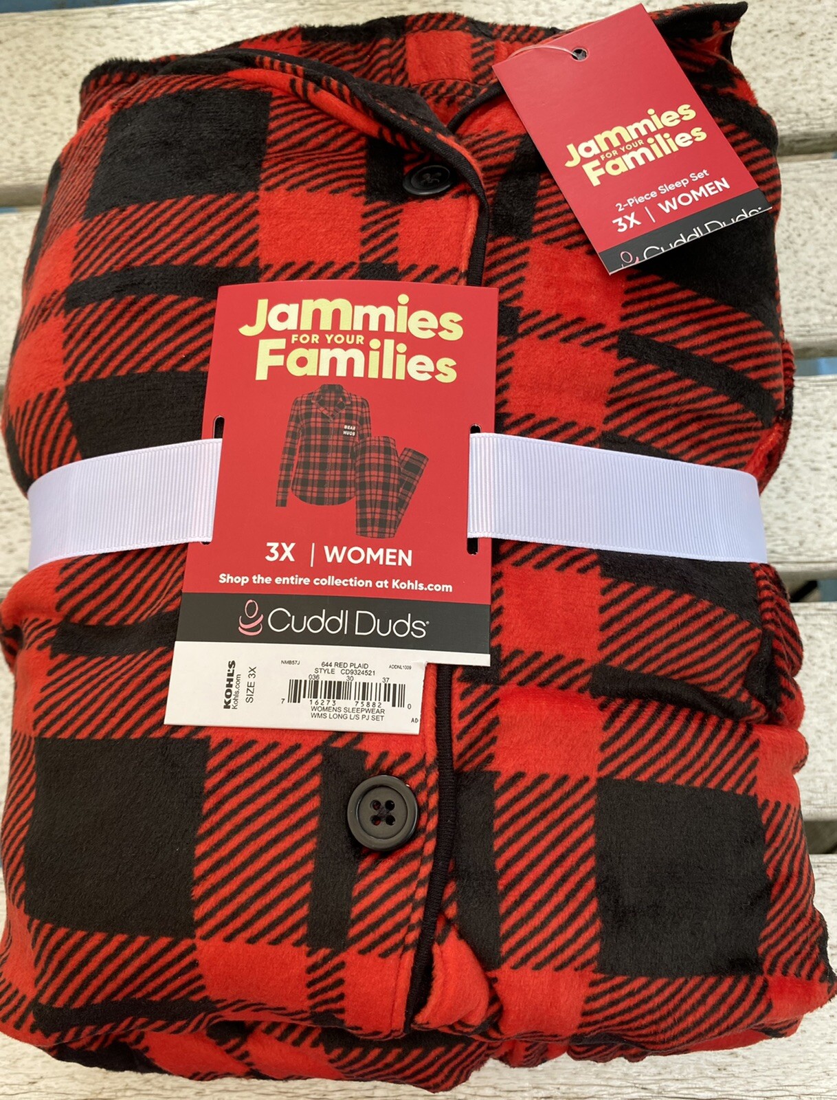 NWT Jammies for Your Families Pajama Set sz 3X black & red plaid | eBay