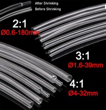 Heat Shrink Tubing  0.6 mm - 180 mm Cable Electrical Sleeving 2:1 3:1 4:1 Clear