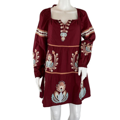 embroidered tunic mini dress Embroidered Yoke Tunic Mini S/M – OMNIA
