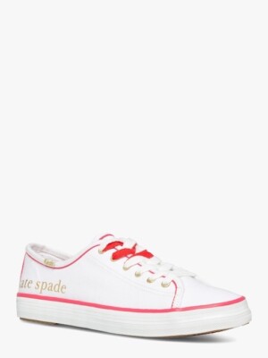 Kate Spade x Keds Kickstart Canvas Logo Women's White Pink Sneakers Sz 9 NEW
