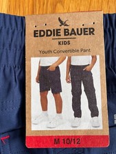 NEW Eddie Bauer Kids Youth Convertible Pants Boys Size Medium 10/12 Blue Shorts