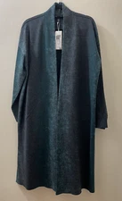 NWT $498 Eileen Fisher Pine Oxidized Wool Jacquard Kimono Coat L/XL