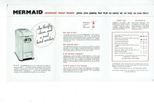 Mermaid Automatic Water Heaters (6-page fold out brochure, with prices) vintage