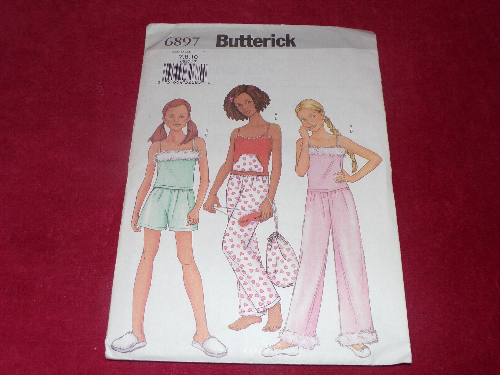 🦋 BUTTERICK #6897 - GIRLS SUMMER TWO STYLE PAJAMAS - BAG & MASK PATTERN ...