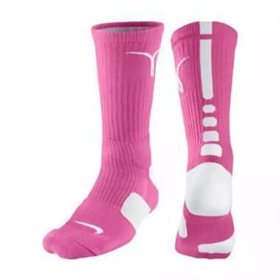 Nike Elite Crew Basketball Socks Pink LARGE (MEN 8-12) Breast Cancer 4513-  611