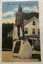 Statue Of Massasoit, Protector Of The Pilgrims, Plymouth, Mass. Postcard (Y2)