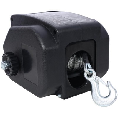 12v Reversible Trailer Electric Winch, for Boats up to 5000 lbs, black casing