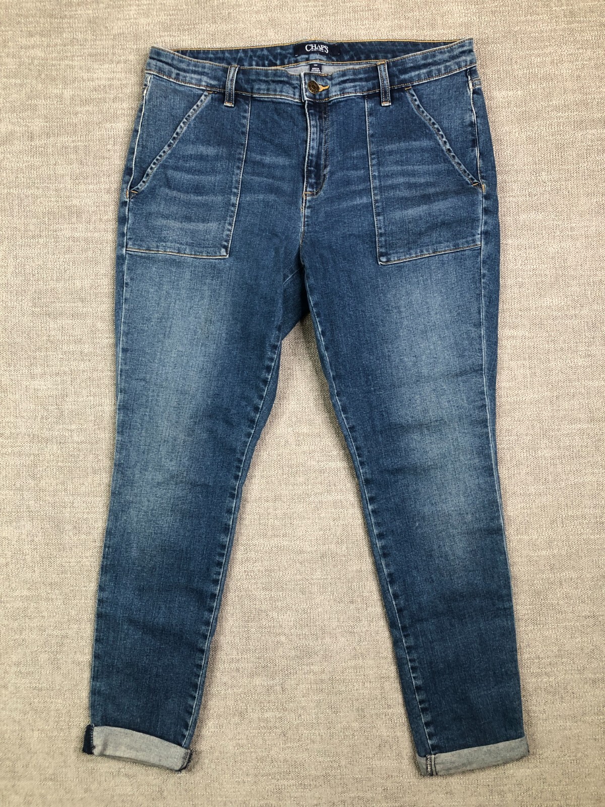 Chaps Jeans Womens 12P Petite Blue Madden Slim Leg Skinny Ankle Crop