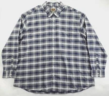 The Foundry Shirt Mens 3XLT Blue Gray White Plaid Cotton Casual Button-Down