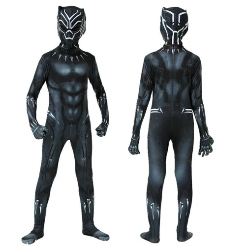 Black Panther Superhero Cosplay Costume Kids Boys Party Fancy Dress Up Outfit - Picture 5 of 21