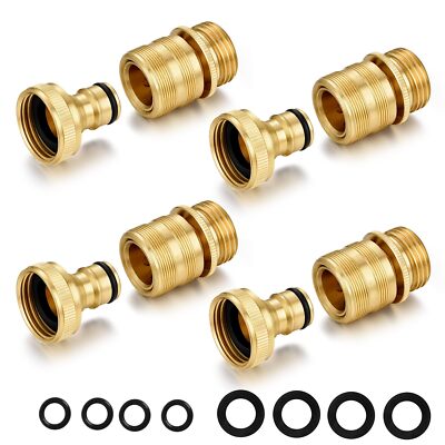 Garden Hose Quick Connect Solid Brass 3/4 inch GHT External Thread Quick Conn...