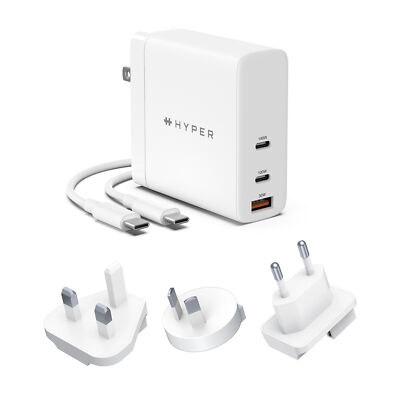 Hyper HyperJuice 140 W GaN Netzteil Weiß USB-/USB-C-Port inkl Ladekabel BRANDNEU