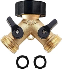 Brass Garden Hose Splitter 2 Way Heavy Duty, Brass Hose Y Splitter 2 Valves, Y C
