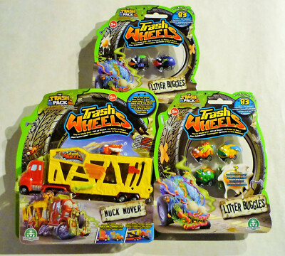 Trash Wheels Figuren SET 1 x Muck Mover + 6 Müllmonster Autos Transporter - MM02