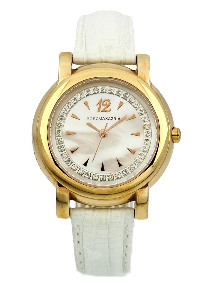BCBGMaxAzria Rose Gold Watch with White Leather Strap Pre-owned Gold-tone BCBG Max Azria Women main image 2