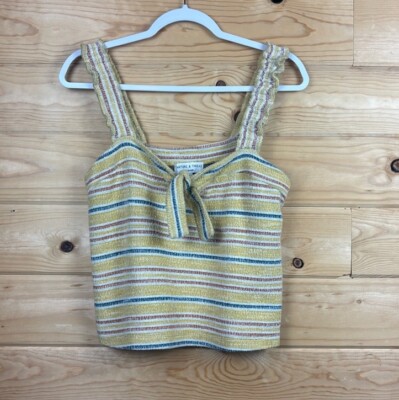 Madewell Texture & Thread Tie-Front Tank Top In Smithfield Stripe Size Small