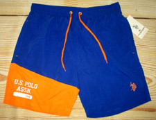 MENS U.S. POLO ASSN DRAWSTRING LINED BLUE ORANGE SWIM BOARD SHORTS SIZE M