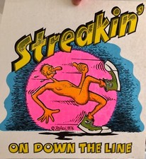 Vintage Psychedelic 1974 Streakin' On Down The Line Iron On Transfer DAYGLO