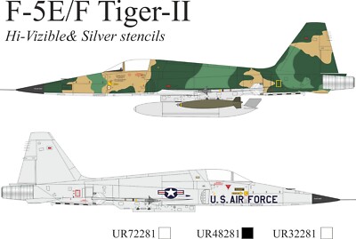 UpRise Decals UR48281 - DECAL F-5A/B/E/F Tiger-II Hi-Viz stencils 1/48