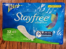 STAYFREE ULTRA THIN ALL IN ONE 32 SUPER LONG PADS ODOR PROTECTION LEAKS MOISTURE