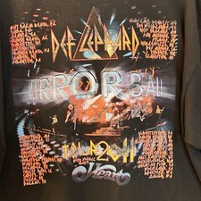 Def Leppard 2011 Mirror Ball Tour Concert T-Shirt Black Short Sleeve  XL