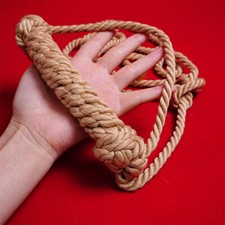 Shibari Coarse Hemp Rope Open Mouth Gag BDSM Bite Tie Handmade Bondage Restraint