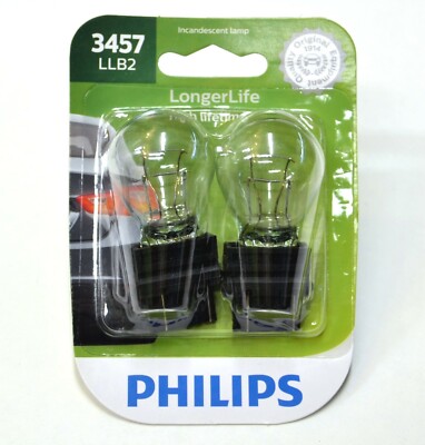 Philips LongerLife 3457 27/8W Two Bulbs DRL Daytime Light Replacement Lamp Fit