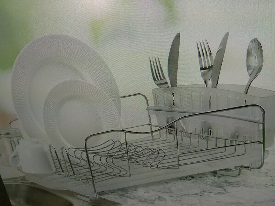 Juego de 4 estantes para platos Polder bandeja de secado deslizable, transparente (43E Foto 2 de 4