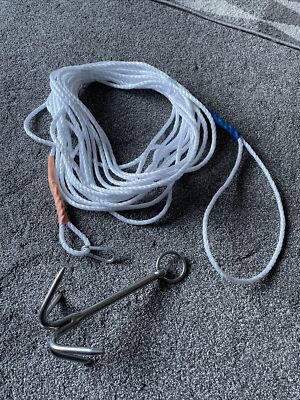Greiferhaken 200mm 430g Edelstahl Festmacher, Survival mit Seil