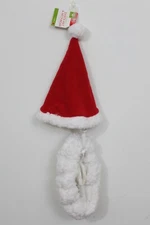 M/L CHRISTMAS SANTA COSTUME Dog Hat Sherpa Collar Holidays Medium Large NEW
