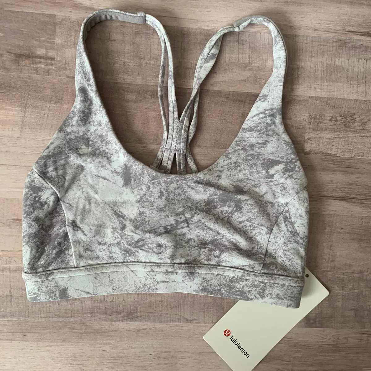 Lululemon Flow Freely Bra Washed Marble Alpine White Silver WSMS Size 4 -  25342