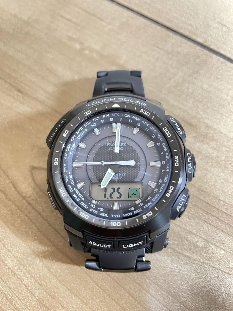 CASIO PRO TREK PRW-5100YT-1JF Tough Solar Black Mens Watch Used 3m07043