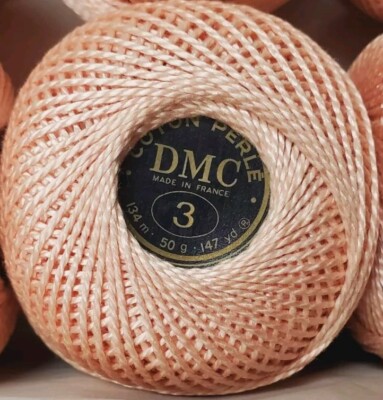 Lot of 2 Balls DMC #3 Perle #754 Floss Crochet Thread 147 Yards 50 Grams Each