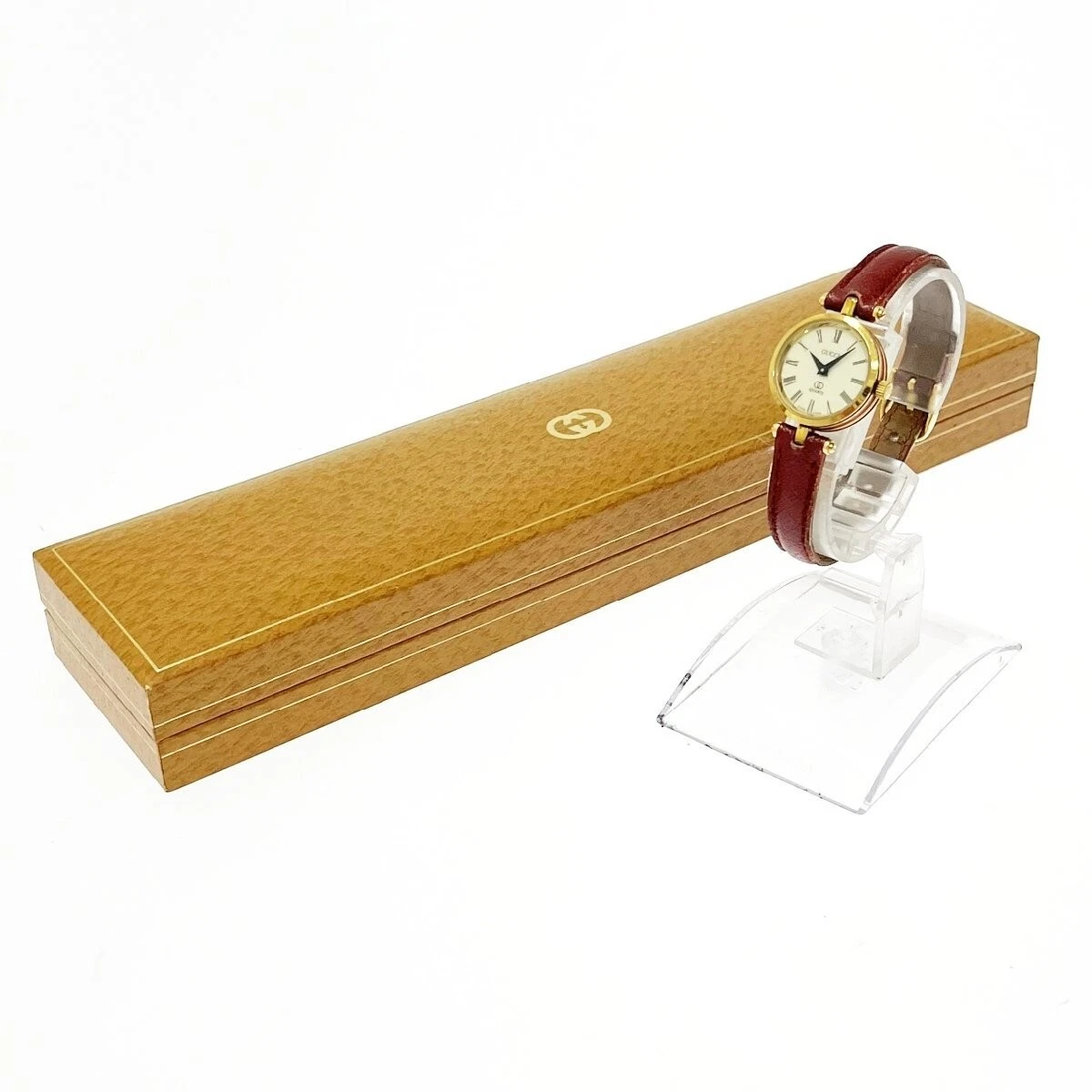 [Exc+5 avec boite] Montre Femme Gucci 2000L Or Romain Quartz Occasion Fonctionne Japon