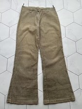 Vintage Y2K Corduroy Flare Pants Women's Beige High Rise Wide Leg Trousers