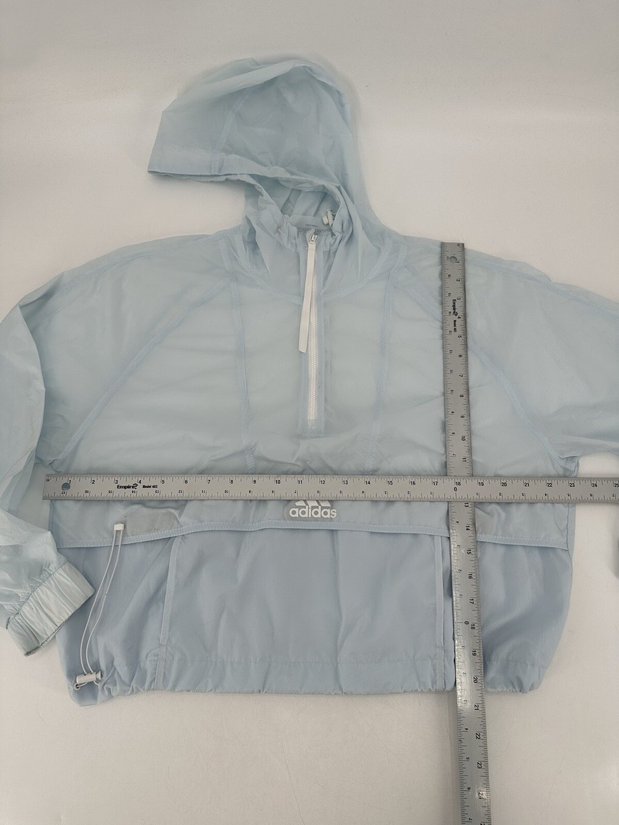 Adidas Women's Sz L Cropped WIND.RDY Light Blue Windbreaker