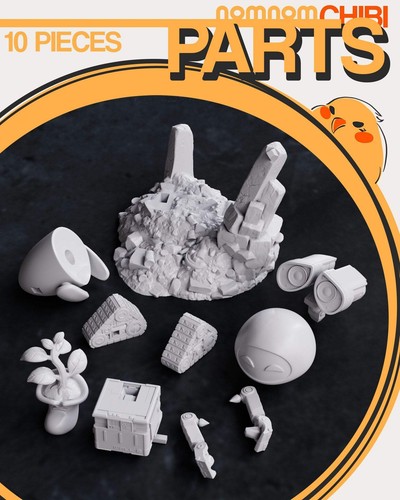 Chibi Robot Love Story | Resin Garage Kit Figure Movie Fan Art | Nomnom Figures - Picture 3 of 8