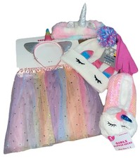 NWT Girls Unicorn 6pc Mega Set Tutu Headbands Beanie Gloves Sequin Slippers 1-2