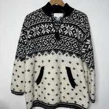 Jones New York Sport HAND KNIT Wool Mohair Blend Chunky Sweater 1/4 Zip Size M