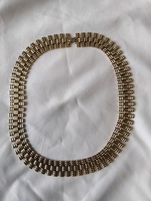 VTG MONET 80s Bar Link Goldtone Collar Necklace 18''