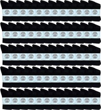 12 Pack of Kids Premium Cotton Crew Socks Black Size 4-6 Boys Crew Sock