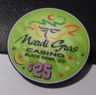 MARDI GRAS HOTEL CASINO $25 *SAMPLE* gaming poker chip - Cripple Creek, CO — photo 1