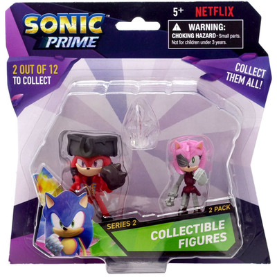 Sonic Prime Knucles and Amy 2.5 Inch Figures Series 2 Pack w Crystal Netflix