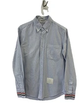 Thom Browne New York Striped Oxford Button Down Shirt Sz 0 / XS Made in Italy#C5