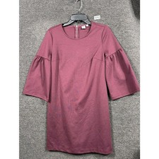 GAP Shift Dress Womens Size S Burgundy 3/4 Bell Sleeves Back Zip
