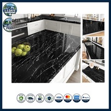 Wallercity Glossy Marble Black Contact Paper Peel And Stick Marble Counter Top